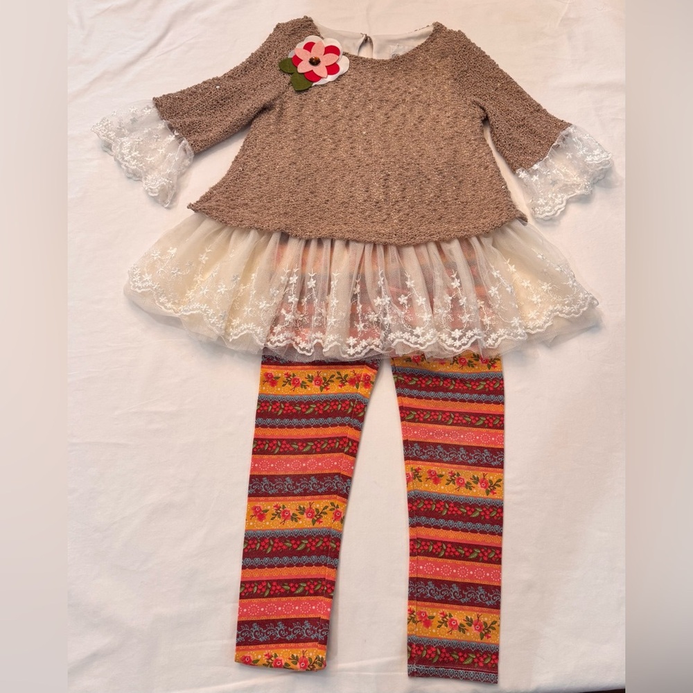 Rare Editions Darling 3/4 Sleeve Light Sweater Pant Set - Size 6